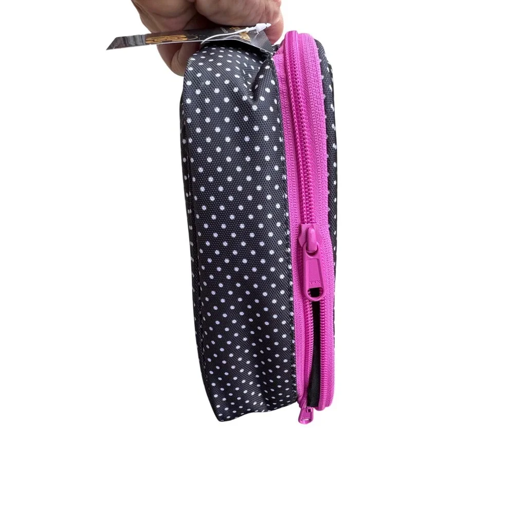 Bag & Carry Polka‎ Dot Hanging Toiletry Bag Travel Organizer Black Pink NWT